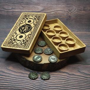 Replica SPINTRIA - Spintrias - erotic Roman coins in wooden box