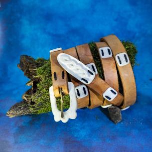 MANI Opasek Organic - špičatá nezdobená přezka/ nákončí JELENÍ PAROŽÍ, KOST 2