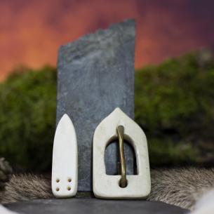 MANI Opasek Organic - špičatá nezdobená přezka/ nákončí JELENÍ PAROŽÍ, KOST