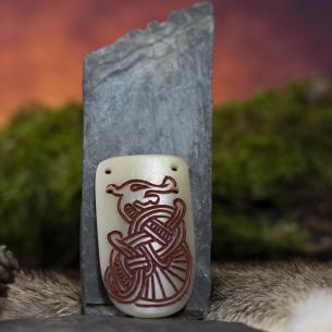 FAFNIR Opasek Organic - ručně vyřezaný originální vzor v kostěném nákončí, viking drak