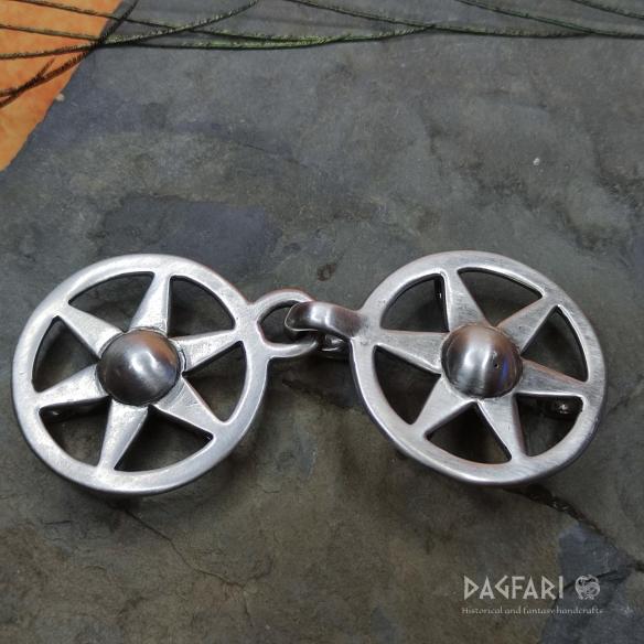 JERUZALEM Pair silverplated of round brooches - replica of cloak fastening, High Middle Ages