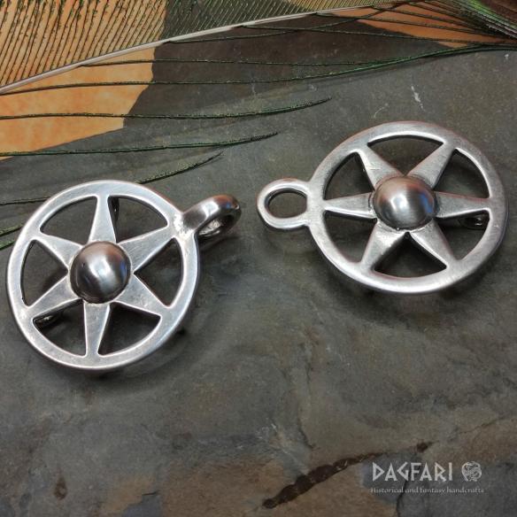 JERUZALEM Pair silverplated of round brooches - replica of cloak fastening, High Middle Ages