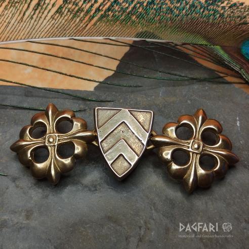 ERB Spínací středověká brož s růžicí - replika zapínání na plášť