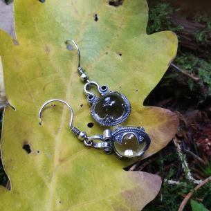 GOTLAND Stříbrné náušnice s horským křišťálem, Švédsko, Visby, Ag 925/1000