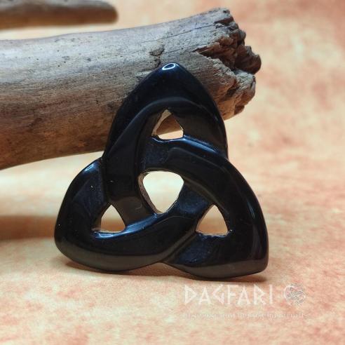 CELTIC Triquetra černý OBSIDIÁN - keltský symbol nekonečna a obnovy