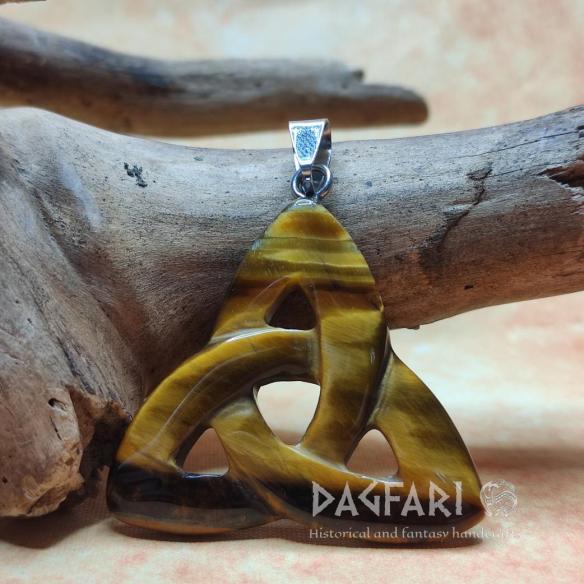 CELTIC Triquetra TIGER EYE - Celtic symbol of infinity and renewal