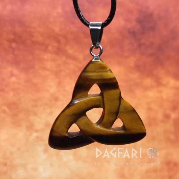 CELTIC Triquetra TIGER EYE - Celtic symbol of infinity and renewal