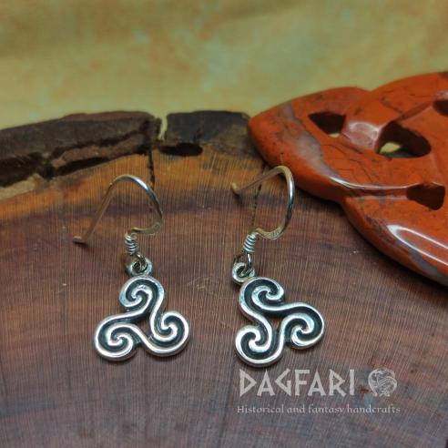 CELTIC silver earrings Celtic triskel, pagan protective symbol, Ag 925