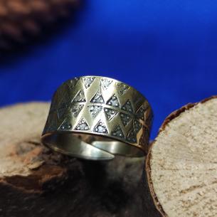 VIKING - replika středověkého prstenu, klasický severský ornament s trojúhelníčky 2