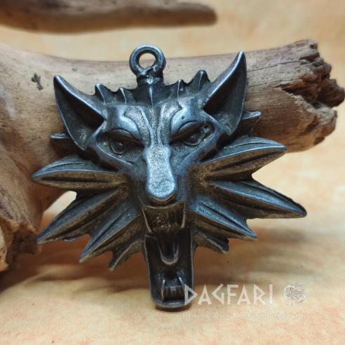 ZAKLÍNAČ - Vlčí amulet Geralt - z cínu, s patinou