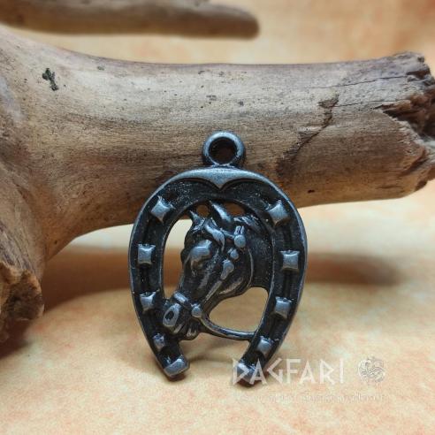 HORSESHOE WITH HORSES HEAD - good luck charm