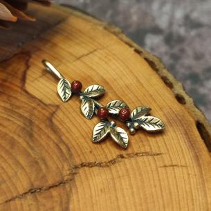 Anhänger BEERE Preiselbeere - Bronze und rote Swarovski-Kristalle 2