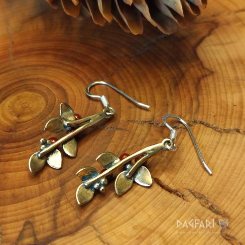 Earrings Cranberry berry - bronze with Swarovski crystals