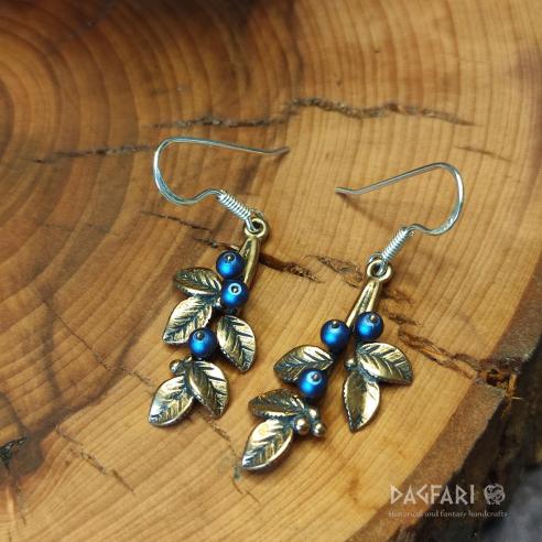 Ohrringe Blaubeere Beere - Bronze mit Swarovski-Kristallen