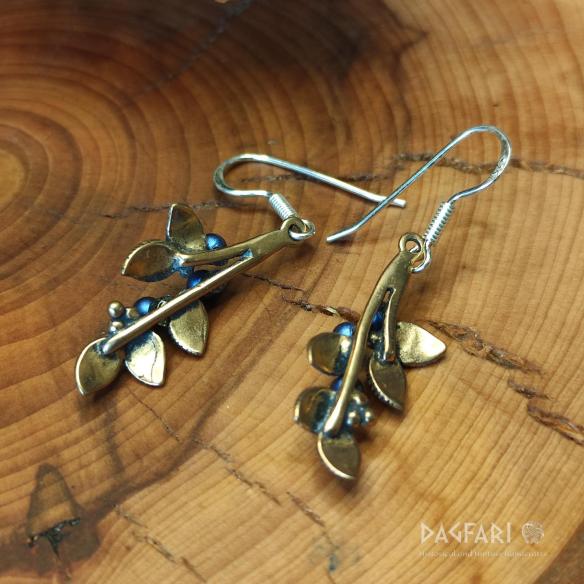 Earrings Blueberry berry - bronze with Swarovski crystals