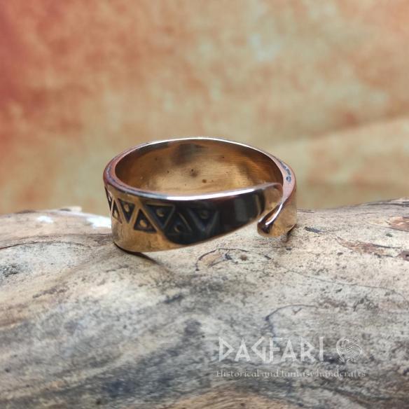 VIKING - bronze universal classic - replica of ring decorated with triangular stamping