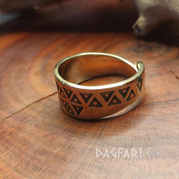 VIKING - bronze universal classic - replica of ring decorated with triangular stamping