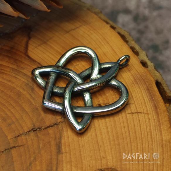 TRIQUETRA IN THE HEART pendant Celtic braid symbol, double-sided talisman