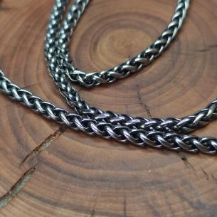 .Černěný VIKING KNIT - masivní pletený řetízek z nerezové oceli, 3 mm 60 cm