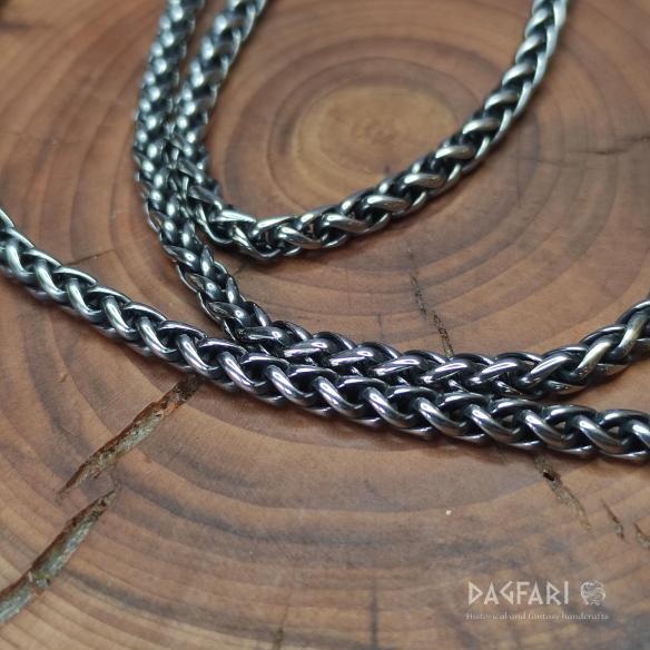 Geschwärzt VIKING KNIT - massive geflochtene Edelstahlkette, 3 mm 60 cm