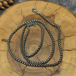 .Černěný VIKING KNIT - masivní pletený řetízek z nerezové oceli, 3 mm 60 cm 2