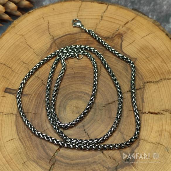 Geschwärzt VIKING KNIT - massive geflochtene Edelstahlkette, 3 mm 60 cm