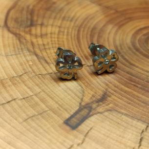 Button FOUR-LEAF CLOVER WITH RHINESTONE earrings - simple earrings with for joy 2