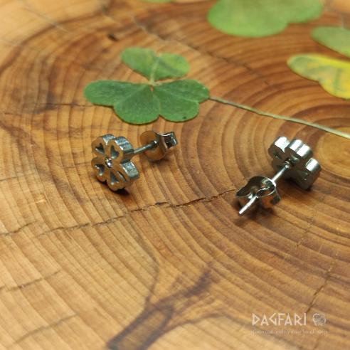 Pecky ČTYŘLÍSTEK S KAMÍNKEM - jednoduché nerezové náušnice pro radost