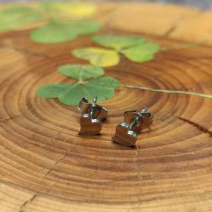 Button GLOSSY MINI HEARTS earrings - simple earrings with for joy