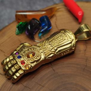 Anhänger großer Stahlhandschuh THANOS mit bunten Steinen Unendlichkeit