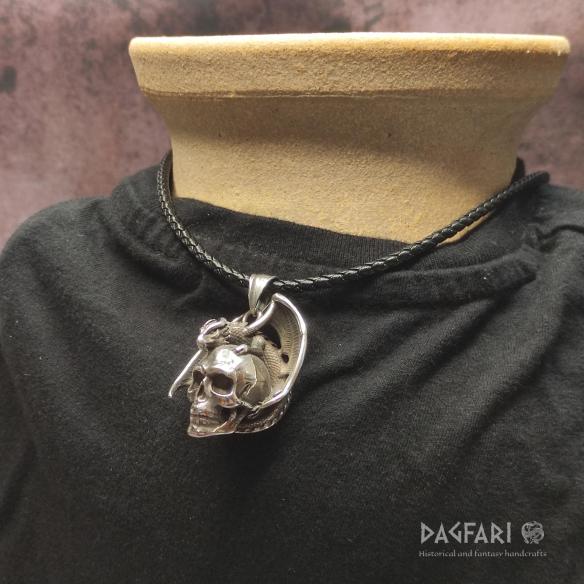 Magic DRAGON Pendant Hugging Skull - big wings and beautiful details