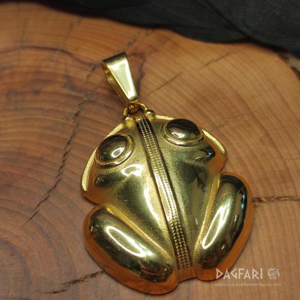 Pendant large SACRED FROG from Peru - celebrates abundance and femininity, steiness steel