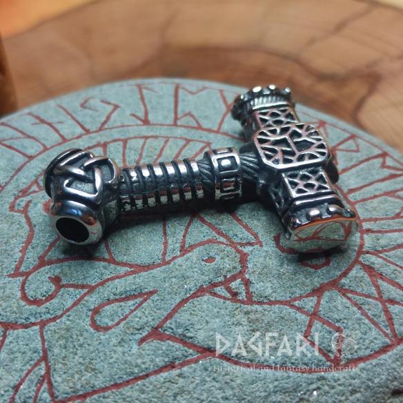 GOTREK Dwarf Thor's hammer with braids and roller