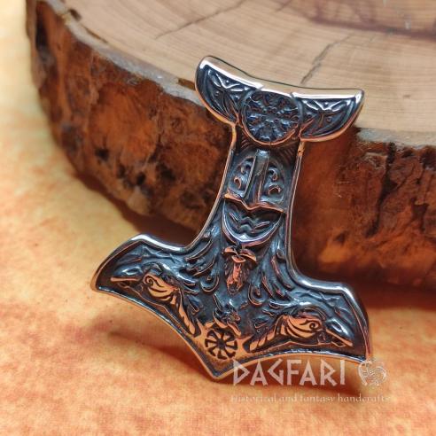 GORTEK mythological Thor's hammer with warrior in helmet and ravens