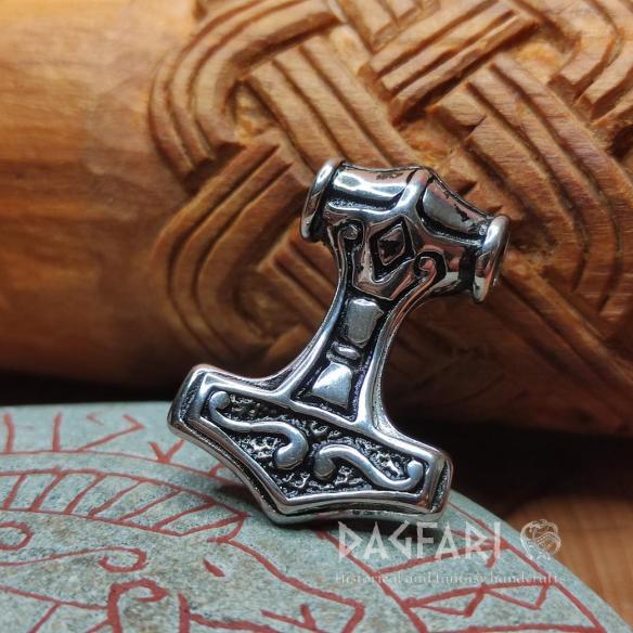 Mini ALGIZ - a small Thor's hammer with the face of a frowning Viking