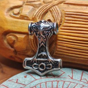 Mini ALGIZ - a small Thor's hammer with the face of a frowning Viking