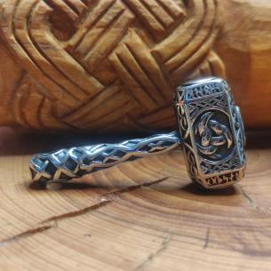 HORNS OF ODIN - Thor's hammer with long axe and triskele