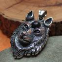 WOLF WISSEN - Anhänger mit Wolf, schwarzer Obsidianstein