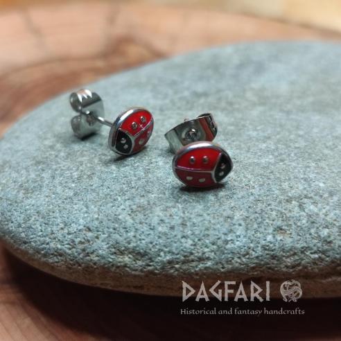 Stud LADYBUG earrings - coloured stainless steel earrings for luck