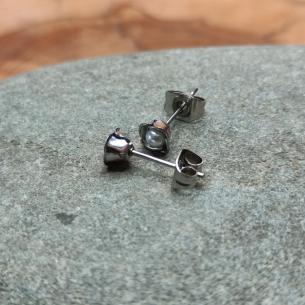 Earrings FLOWER with pearl - small stainless steel earrings 2