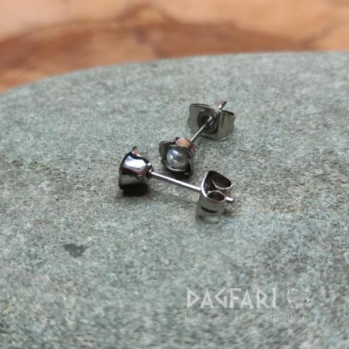 Ohrringe BLUME mit Perle - kleine Edelstahl-Ohrringe