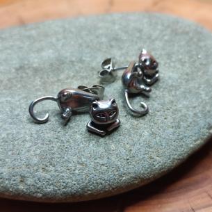 Vtipné náušnice KOČIČKY - kočky s pohyblivým zadečkem a zatočeným ocáskem 2