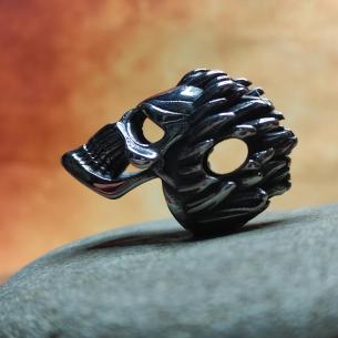 OFFSPRING - Skull with fire hairstyle in surgical steel 2