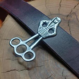 Servant of Three Masters - belt mount, belt hanger - silver plated 11th - 15th century