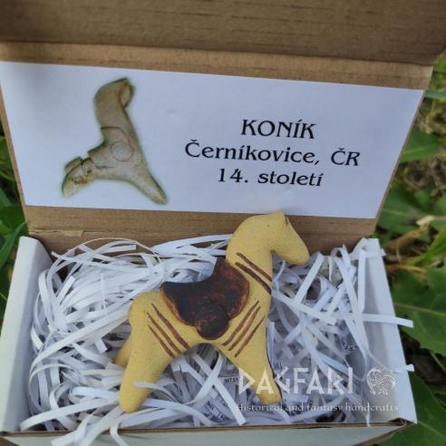 Soška REPLIKA - Koník ČESKO - Středověká figurka z hlíny - Kůň z Černíkovic, 14. století