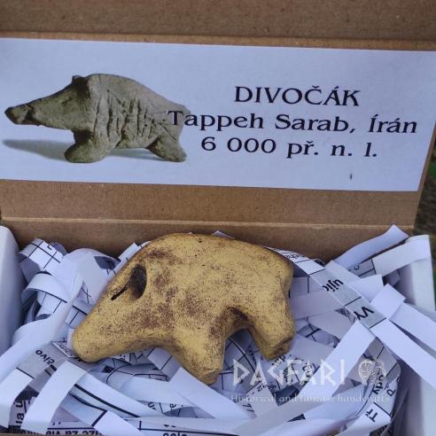 Soška REPLIKA - Kanec Írán - Hliněné prase z Tappeh Sarab 6000 p. n. l.