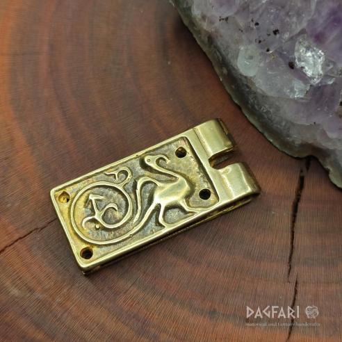 PFAU Replik Chape für Gürtelschnalle Zierplatte, Schnallenverlängerung, verzierte Gürtelplatte - Hochmittelalter