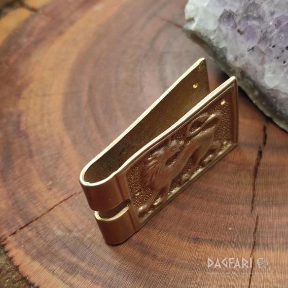 LÖWE Replik Chape für Gürtelschnalle Zierplatte, Schnallenverlängerung, verzierte Gürtelplatte - Hochmittelalter