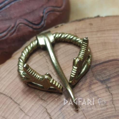 KURSU DRAGON - REPLIKA Kuron Brosche, Wikinger Schnalle für Mantel, Voluten mit Drachenkopf