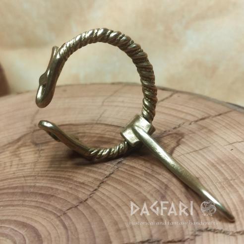 KURSU DRAGON - REPLIKA Kuron Brosche, Wikinger Schnalle für Mantel, Voluten mit Drachenkopf